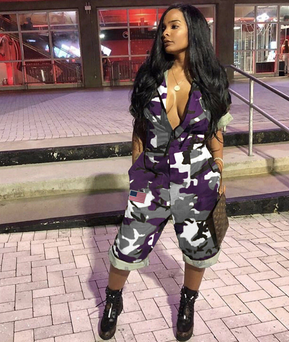 Women's European And American Sexy Camouflage Jumpsuit