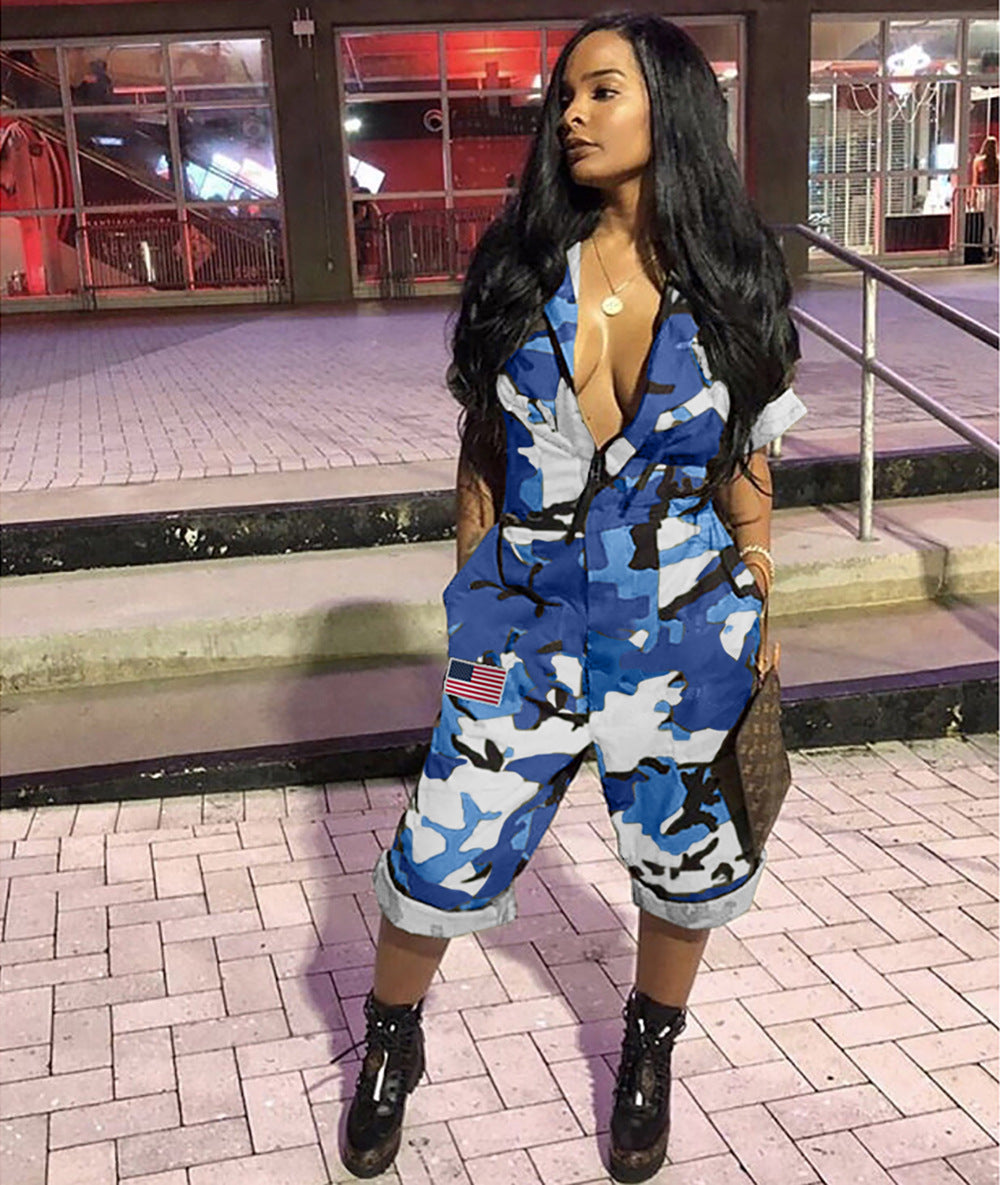 Women's European And American Sexy Camouflage Jumpsuit
