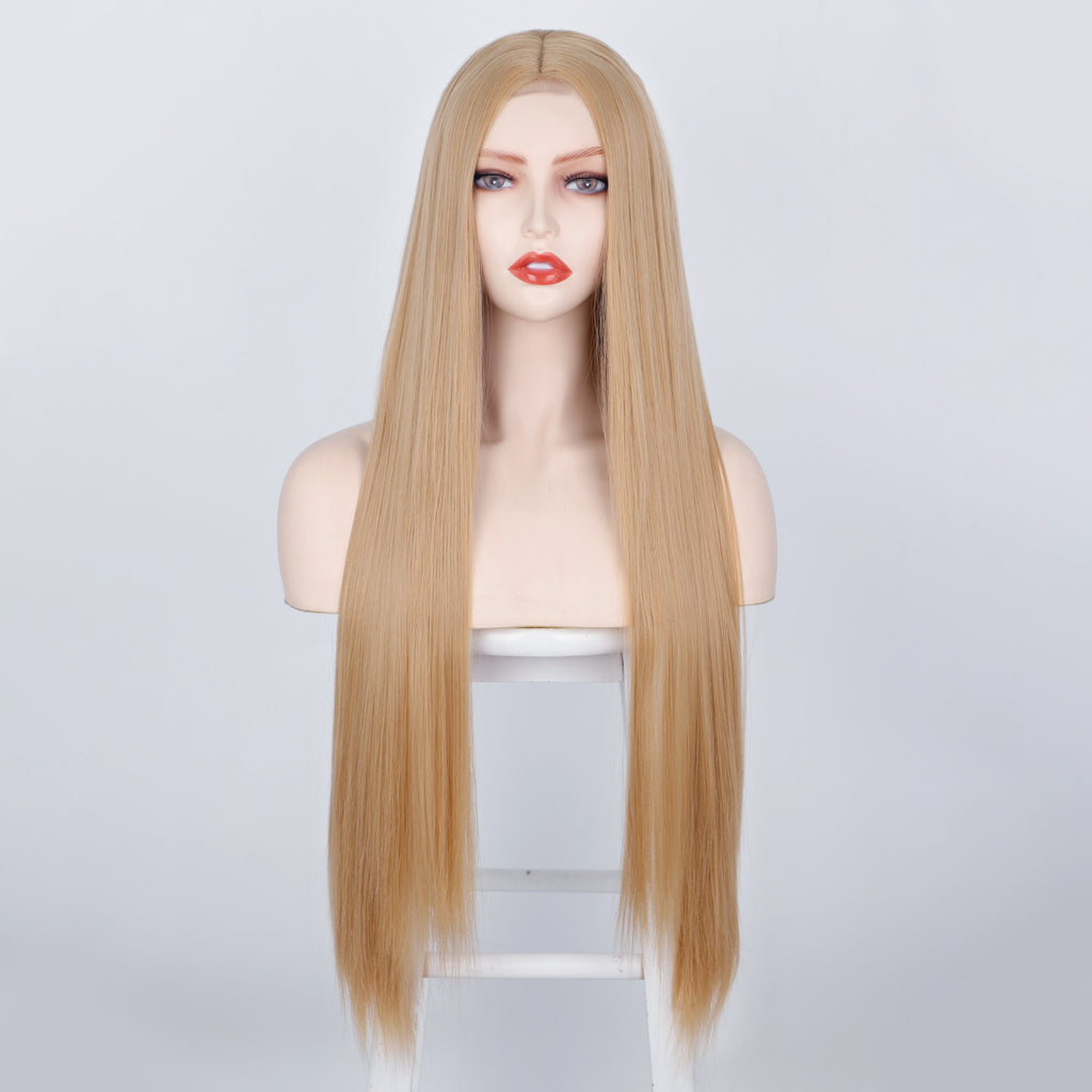 Front Lace Long Straight Hair Chemical Fiber Wig