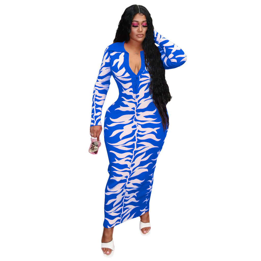 European And American Positioning Printing Sexy Dress