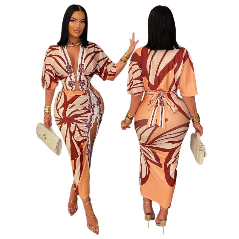 Bodycon Printed Split Dress For Women