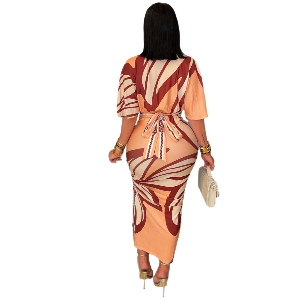 Bodycon Printed Split Dress For Women