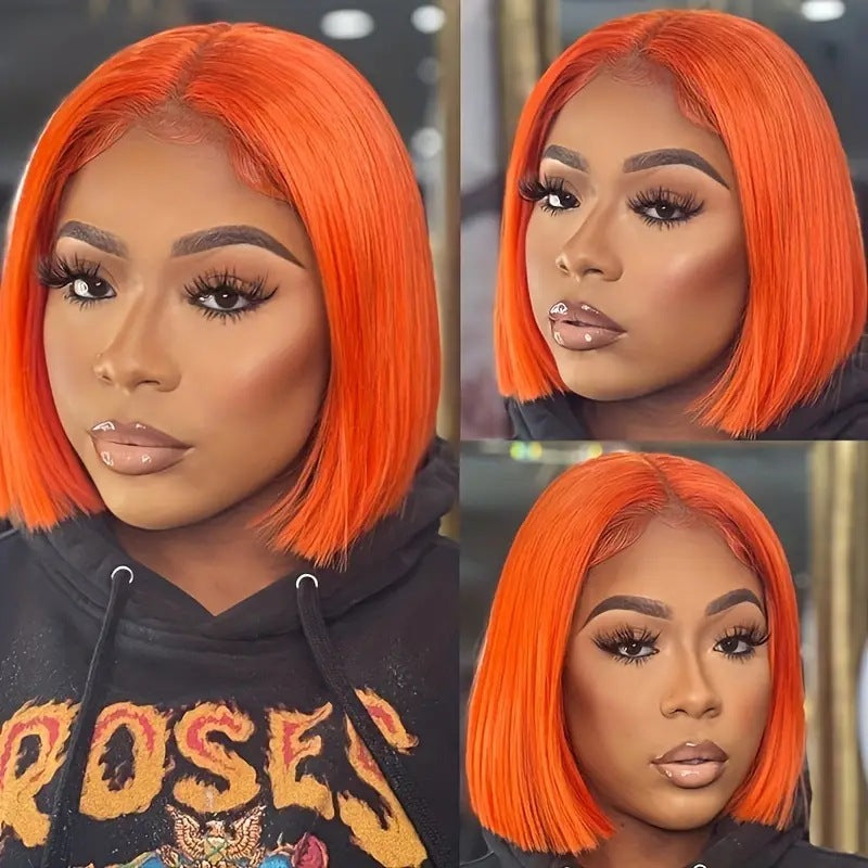 Front Lace Wig Women's Mid-length Short Straight Hair