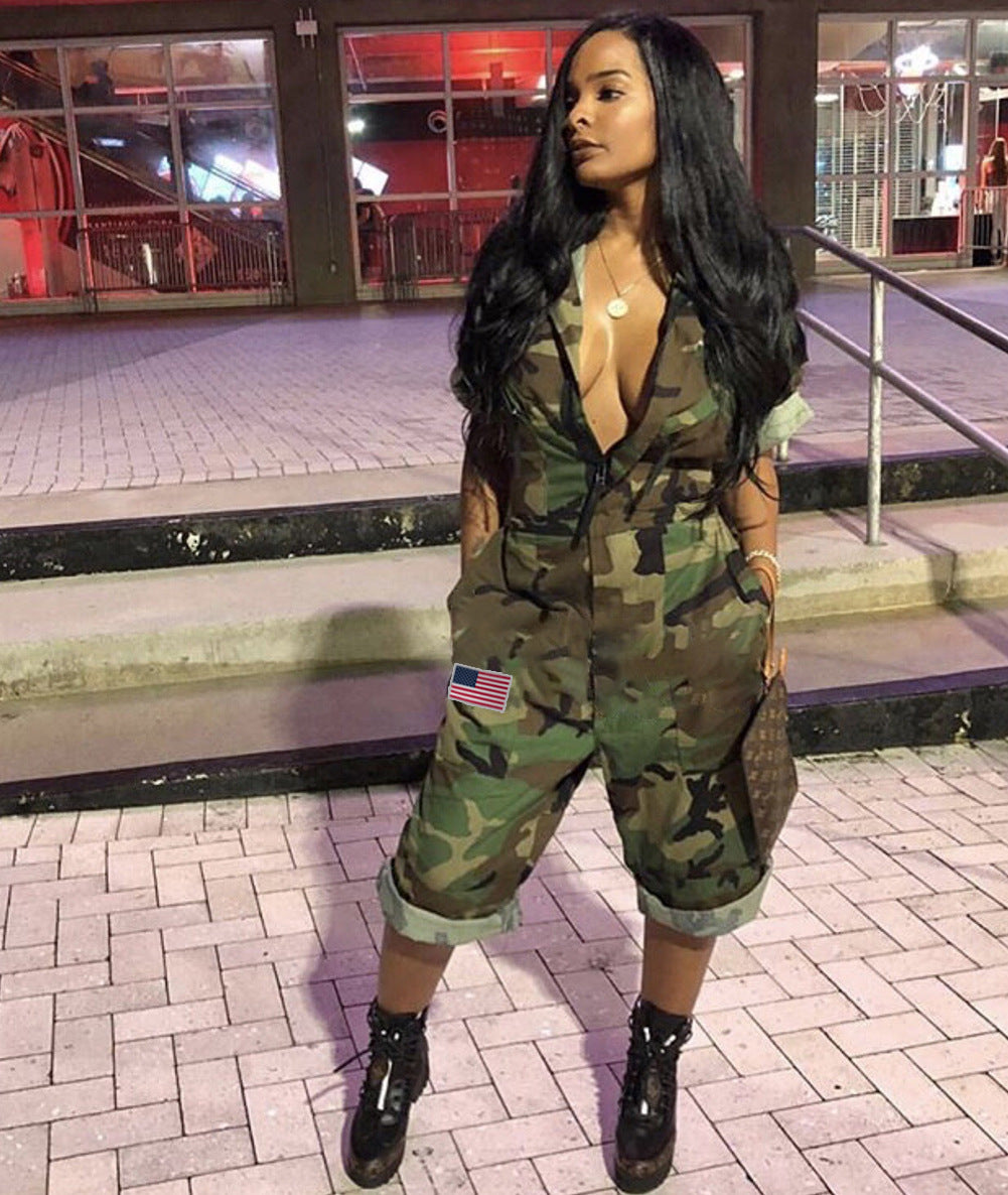Women's European And American Sexy Camouflage Jumpsuit